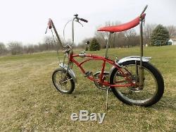 1968-69 Schwinn Apple Krate Stingray Vintage Banana Seat Muscle Bike Stik S2 Red