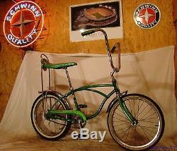 1968 Schwinn Deluxe Stingray Green Banana Seat Muscle Bike Vintage S7 Slik Tire