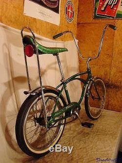 1968 Schwinn Deluxe Stingray Green Banana Seat Muscle Bike Vintage S7 Slik Tire