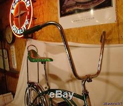 1968 Schwinn Deluxe Stingray Green Banana Seat Muscle Bike Vintage S7 Slik Tire