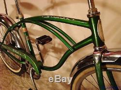 1968 Schwinn Deluxe Stingray Green Banana Seat Muscle Bike Vintage S7 Slik Tire