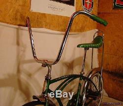 1968 Schwinn Deluxe Stingray Green Banana Seat Muscle Bike Vintage S7 Slik Tire