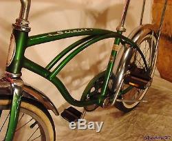 1968 Schwinn Deluxe Stingray Green Banana Seat Muscle Bike Vintage S7 Slik Tire