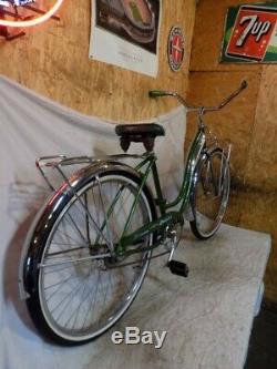 1968 Schwinn Starlet III Ladies Vintage Tank Bike Green Jaguar Hollywood Rack S7