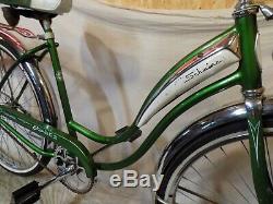 1968 Schwinn Starlet III Ladies Vintage Tank Bike Green Jaguar Hollywood Rack S7