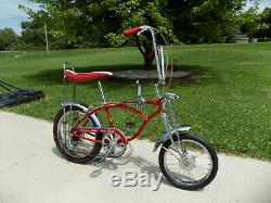 1969 Schwinn Apple Krate Stingray Vintage Banana Seat Muscle Bike Stik S2 Red 69