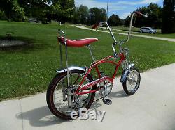 1969 Schwinn Apple Krate Stingray Vintage Banana Seat Muscle Bike Stik S2 Red 69