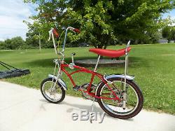 1969 Schwinn Apple Krate Stingray Vintage Banana Seat Muscle Bike Stik S2 Red 69