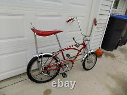 1969 Schwinn Apple Krate Stingray Vintage Banana Seat Muscle Bike Stik S2 Red 69