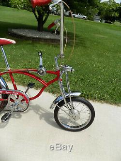 1969 Schwinn Apple Krate Stingray Vintage Banana Seat Muscle Bike Stik S2 Red 69