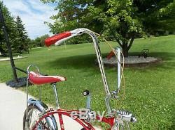 1969 Schwinn Apple Krate Stingray Vintage Banana Seat Muscle Bike Stik S2 Red 69