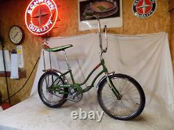 1970 Schwinn Slik Chik Stingray Green Muscle Bike S2 Banana Seat Vintage