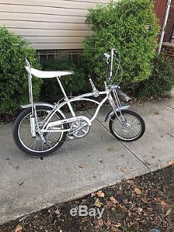 1970 schwinn white/chrome stingray cotton picker collectible/vintage bike