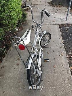 1970 schwinn white/chrome stingray cotton picker collectible/vintage bike