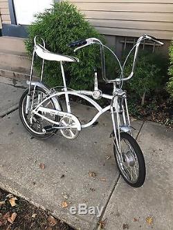 1970 schwinn white/chrome stingray cotton picker collectible/vintage bike