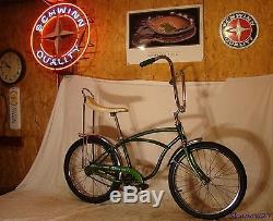 1972 Schwinn Stingray Campus Green Boys Banana Seat Muscle Bike S7+slik Vintage