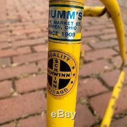 1973 Schwinn Sting-ray Fastback Bicycle Frame Yellow Vintage Rare