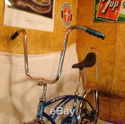 1975 SCHWINN STINGRAY BANANA SEAT MUSCLE BIKE VINTAGE S7 BICYCLE BLUE 1970s SLIK