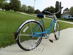 1975 Schwinn Hollywood Ladies Vintage Beach Cruiser Bike Blue Typhoon S7 Jaguar