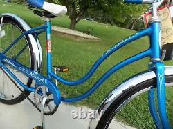 1975 Schwinn Hollywood Ladies Vintage Beach Cruiser Bike Blue Typhoon S7 Jaguar