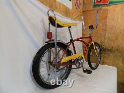 1980 Schwinn Stingray Boys Banana Seat Muscle Bike Red+yellow S7 Vintage Slik