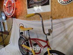 1980 Schwinn Stingray Boys Banana Seat Muscle Bike Red+yellow S7 Vintage Slik