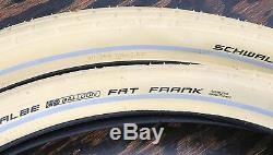 26x2.35 Cream White Schwalbe FF Cruiser Bicycle Tires Vintage Schwinn Tank Bike