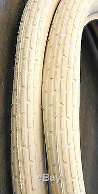 26x2.35 Cream White Schwalbe FF Cruiser Bicycle Tires Vintage Schwinn Tank Bike