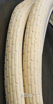 26x2.35 Cream White Schwalbe FF Cruiser Bicycle Tires Vintage Schwinn Tank Bike