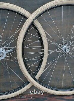 28 TOC Bicycle WHEELS Vintage Morrow Hub Tires Raleigh Schwinn Wood Rim Bike 29