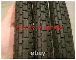 (3)- 24x1&3/4bicycle Tires, Tubular S-7 Whitewall Brick Pattern, Vintage Schwinns