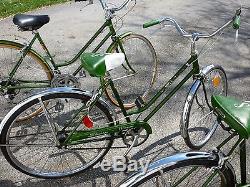 3 Vintage Schwinn Bicycles 1970s Suburban Speedster Breeze Green Cruisers Xlnt