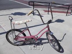 BD974 Girls Vintage Schwinn Bike Sting Ray Fair Lady Pink Flower Banana Seat