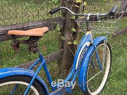 Beautiful Vintage 1950s Schwinn Hornet Ladies Bicycle With Tank / Basket