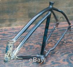 Black 1939 Prewar Schwinn DX Bicycle FRAME Vintage Klunker MTB Cruiser Tank Bike