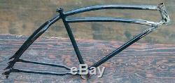 Black 1939 Prewar Schwinn DX Bicycle FRAME Vintage Klunker MTB Cruiser Tank Bike