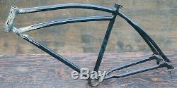 Black 1939 Prewar Schwinn DX Bicycle FRAME Vintage Klunker MTB Cruiser Tank Bike