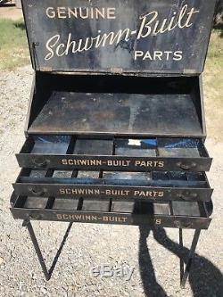 Collectable Vintage Antique Schwinn Bicycle Repair Shop Parts Cabinet Tool Box