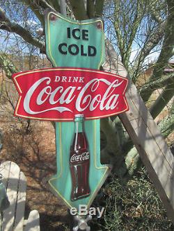 DRINK COCA COLA ICE COLD ARROW METAL COOL old school look Soda Pop Advertising
