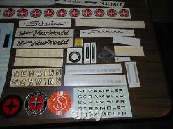 Huge Lot Vintage Schwinn Bicycle Decals Over 50