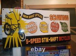 Large Vintage Rare Schwinn Bicycle Advertising 30'' Porcelain Metal Sign