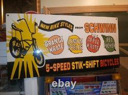 Large Vintage Rare Schwinn Bicycle Advertising 30'' Porcelain Metal Sign