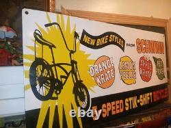 Large Vintage Rare Schwinn Bicycle Advertising 30'' Porcelain Metal Sign