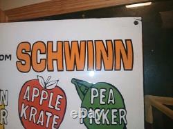 Large Vintage Rare Schwinn Bicycle Advertising 30'' Porcelain Metal Sign