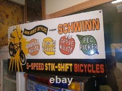Large Vintage Rare Schwinn Bicycle Advertising 30'' Porcelain Metal Sign