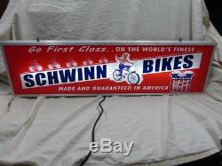 Large Vintage Schwinn bikes lighted advertising SIGN Bicycle