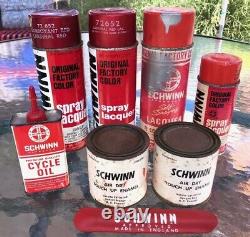 Lot of vintage SCHWINN SPRAY CAN PAINT & Misc