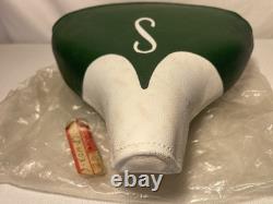 New Vintage Schwinn Messenger Green/ White Bike Seat Monogram