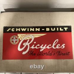 Original Vintage Schwinn Built Bicycles Metal Sign Worlds Finest Chicago Quality