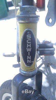 Original Vintage Yellow Schwinn Scrambler BikeCalifornia Bicycle License! NICE